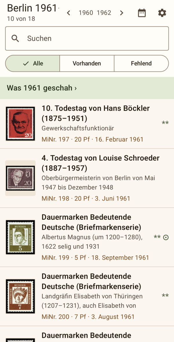 Berlin 1961 am Handy, mit Beispielbestand